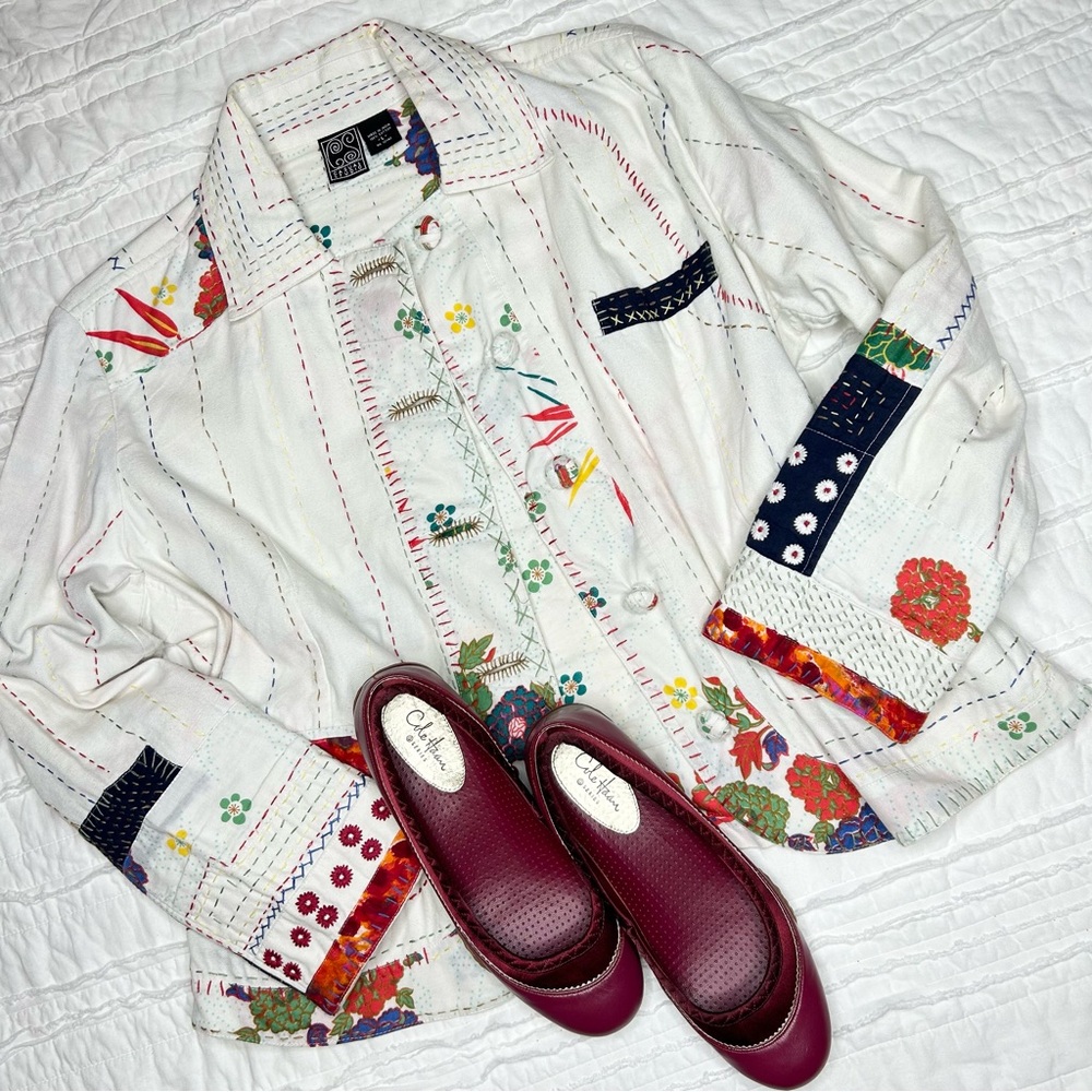 Grandma Chic Patchwork Embroidered Jacket Casual … - image 1